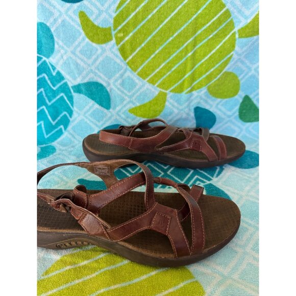 Merrell Agave Slingback Sandals Brown Leather Adjustable Straps Size 8 - Picture 3 of 10